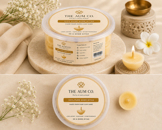 Pure Cow Ghee Diyas – Ready to Light | Long Lasting Burn | Puja & Aarti Essentials | 30N